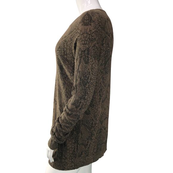 BCBG Womens Size Large Knit Tunic Top Reptile Print Oversized Cotton Modal Blend - Picture 5 of 16